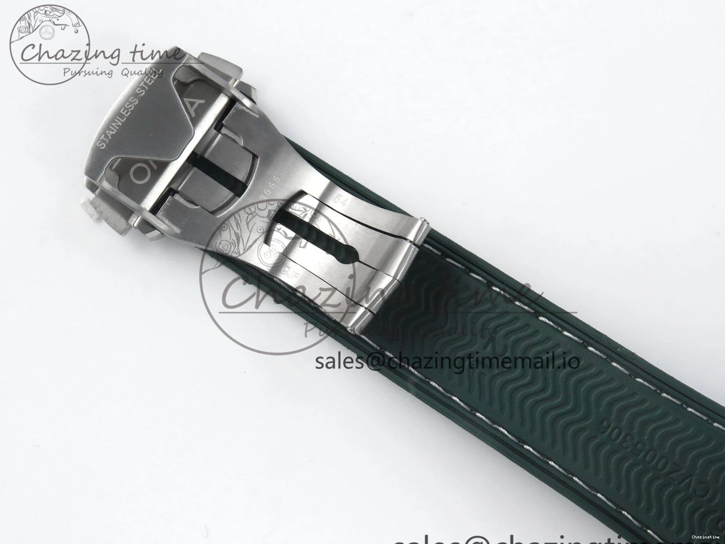 0416 Bold Seamaster Planet Ocean 600M 43.5mm SS SCF 1:1 Best Edition Green Bezel Gray Dial on Green Rubber Strap A8900 Super Clone 7666